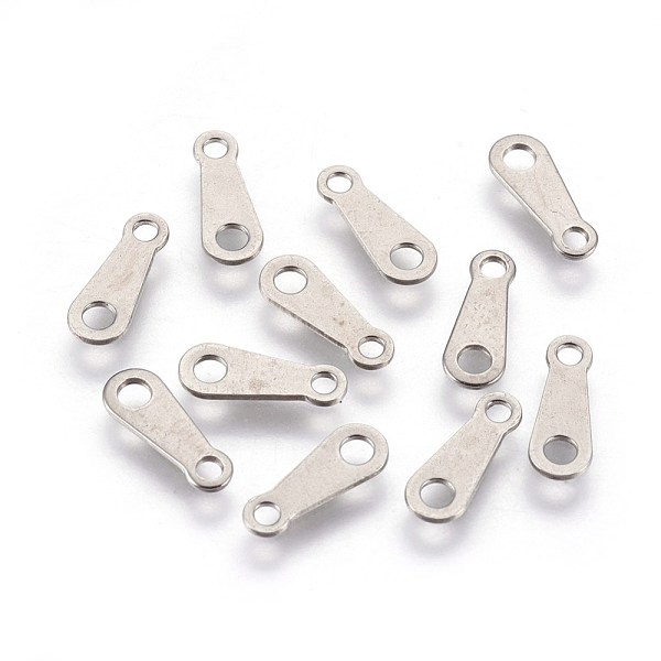 

PandaHall 304 Stainless Steel Chain Tabs, Chain Extender Connectors, Teardrop, Stainless Steel Color, 10x4x0.5mm, Hole: 1.4mm and 1.8mm 304...