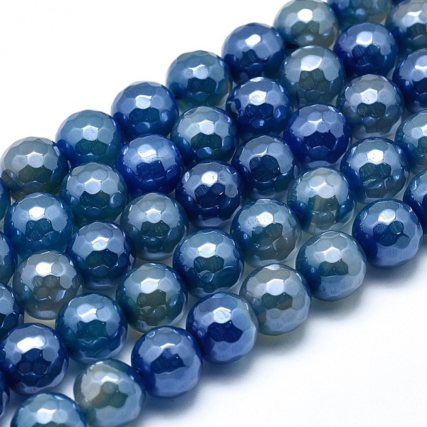 

PandaHall Electroplated Natural Agate Beads Strands, Round, Faceted, 8mm, Hole: 1mm, about 48~49pcs/strand, 15.1~15.5 inch(38.5~39.5cm)...