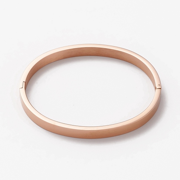 

PandaHall 304 Stainless Steel Bangles, Stamping Blank Tag, Rose Gold, Inner Diameter: 2x2-3/8 inch(5x6cm) 304 Stainless Steel