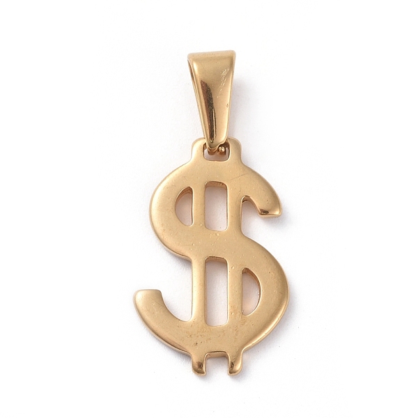 

PandaHall 304 Stainless Steel Pendants, Dollar, Golden, 20x13x1.5mm, Hole: 8x3mm 304 Stainless Steel Others