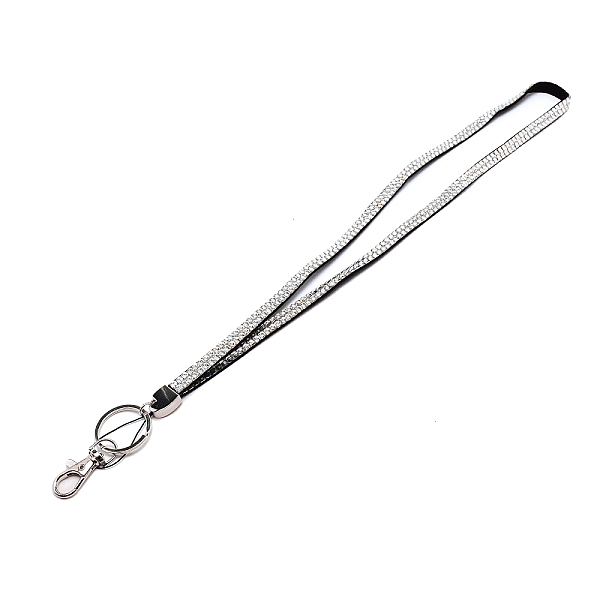 

PandaHall Polyester Card Holder Lanyard, with Resin Rhinestones and Alloy Lobster Clasp, White, 458mm Polyester White