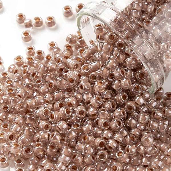 

PandaHall TOHO Round Seed Beads, Japanese Seed Beads, (1067) Light Rust Lined Crystal, 8/0, 3mm, Hole: 1mm, about 1110pcs/50g Glass Brown