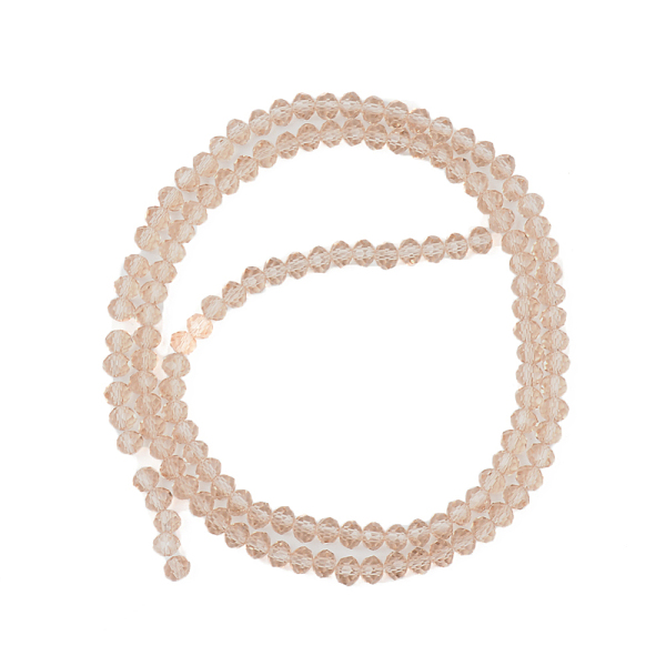 

PandaHall Glass Beads Strands, Faceted, Rondelle, Tan, 6x5mm, Hole: 1mm, about 83~85pcs/strand, 38~39cm Glass Rondelle Orange