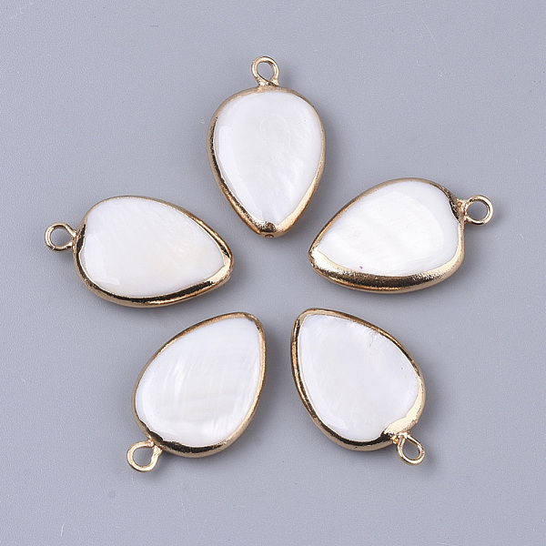 

PandaHall Edge Plated Freshwater Shell Pendants, for DIY Jewelry Making, with Golden Plated Brass Loops and Half Drilled, Teardrop, Seashell...