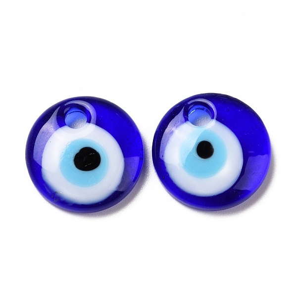 

PandaHall Handmade Lampwork Evil Eye Pendants, Flat Round, Blue, 15x4mm, Hole: 2.8mm Lampwork Evil Eye Blue