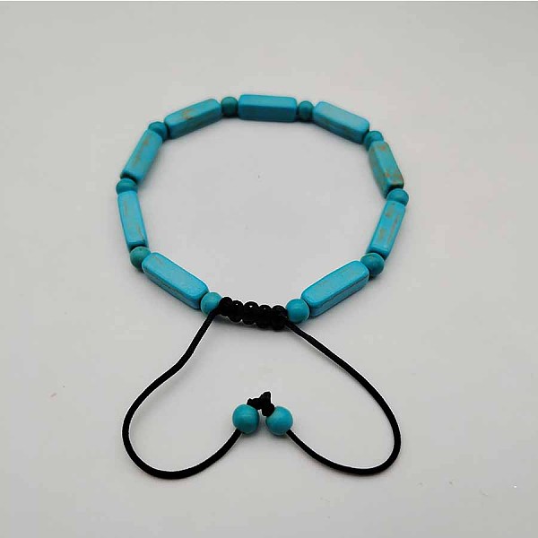 Braccialetti Rettangolari Con Perline Intrecciate Tinte Di Howlite Naturale