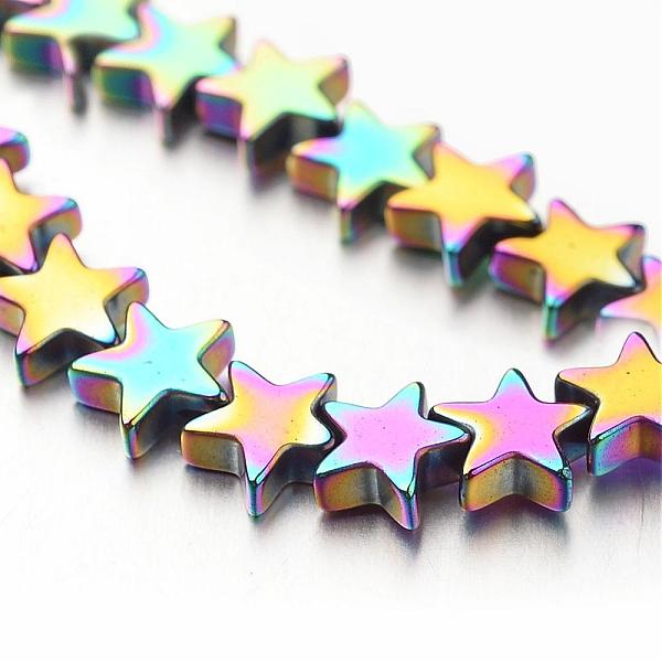 

PandaHall Electroplate Non-magnetic Synthetic Hematite Bead Strands, Star, Multi-color Plated, 6x6x2~3mm, Hole: 1mm, about 86pcs/strand...