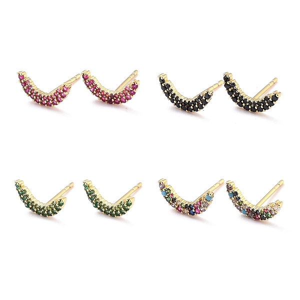 

PandaHall Moon Sparkling Cubic Zirconia Stud Earrings for Her, Real 18K Gold Plated Brass Micro Pave Cubic Zirconia Earrings, Mixed Color..., Multicolor