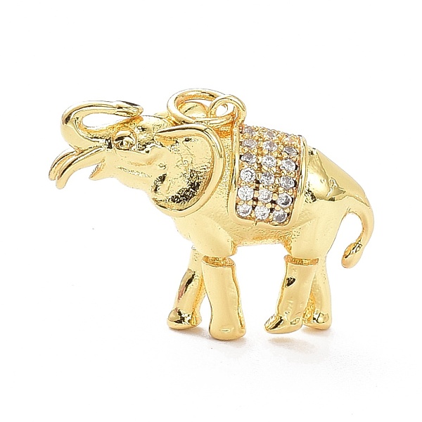 

PandaHall Brass Micro Pave Clear Cubic Zirconia Pendants, with Jump Ring, Long-Lasting Plated, Elephant, Real 18K Gold Plated, 18x24x8mm...