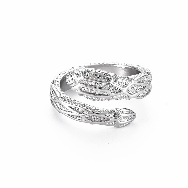 

PandaHall Snake Shape Rack Plating Alloy Cuff Rings, Open Rings, Cadmium Free & Lead Free, Platinum, US Size 8(18.1mm) Alloy