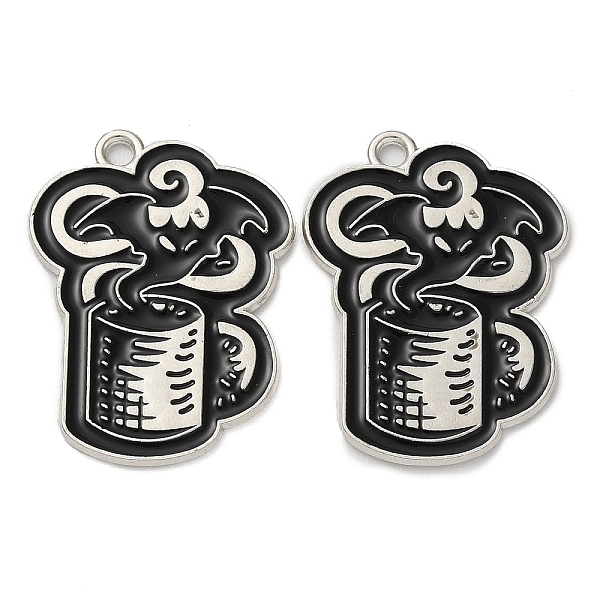 

PandaHall Alloy Enamel Pendants, Platinum, Coffee Cup Charm, Black, 28x20.5x1mm, Hole: 1.8mm Alloy+Enamel Others Black