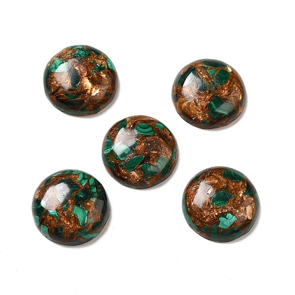

PandaHall Assembled Synthetic Bronzite and Malachite Cabochons, Half Round/Dome, 18x7mm Mixed Stone Half Round