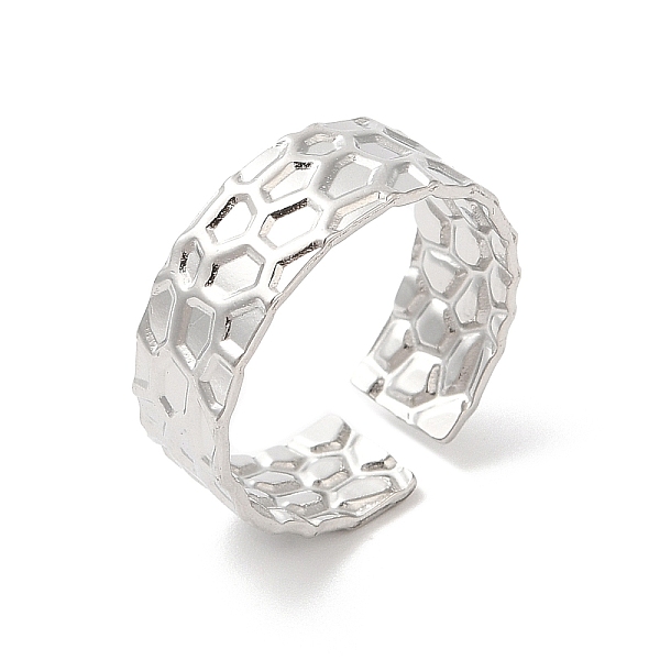 

PandaHall 304 Stainless Steel Cuff Wide Band Finger Rings, Texture Open Rings for Women, Stainless Steel Color, Inner Diameter: 18mm 304...