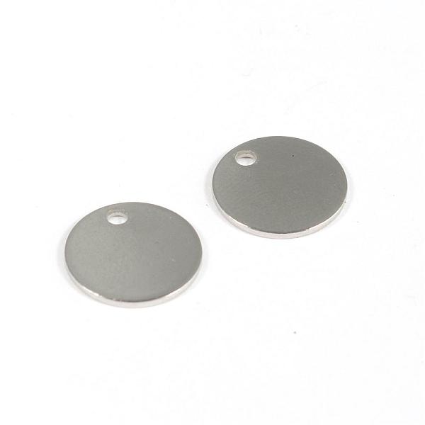 PandaHall 304 Stainless Steel Charms, Blank Stamping Tag, Flat Rounds, Stainless Steel Color, 12x1mm, Hole: 1.2~1.4mm 304 Stainless Steel...
