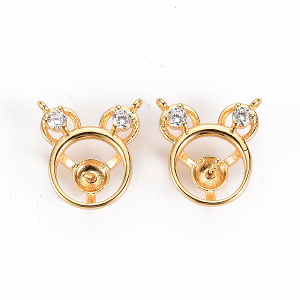 

PandaHall Brass Micro Pave Clear Cubic Zirconia Peg Bails Pendants Links, for Half Drilled Bead, Nickel Free, Real 18K Gold Plated...