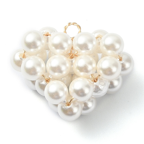 

PandaHall Shell Pearl Copper Wire Wrapped Pendants, Heart Cluster Charms, Golden, White, 18.5x22x10mm, Hole: 2mm Shell Pearl Heart White