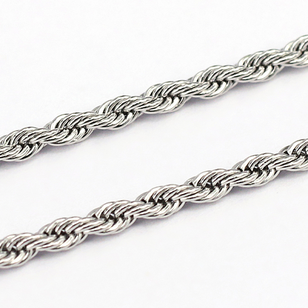 

PandaHall 304 Stainless Steel Rope Chains, Stainless Steel Color, 2.4x0.5mm 304 Stainless Steel