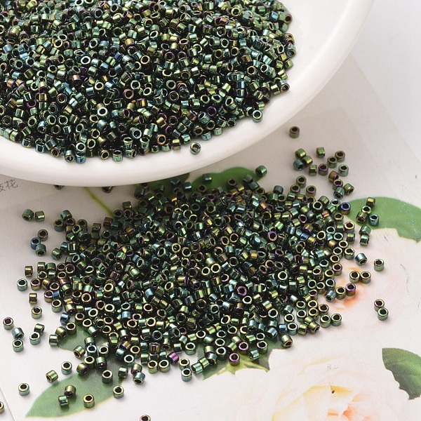 

PandaHall MIYUKI Delica Beads, Cylinder, Japanese Seed Beads, 11/0, (DB0027) Metallic Dark Green Iris, 1.3x1.6mm, Hole: 0.8mm, about...