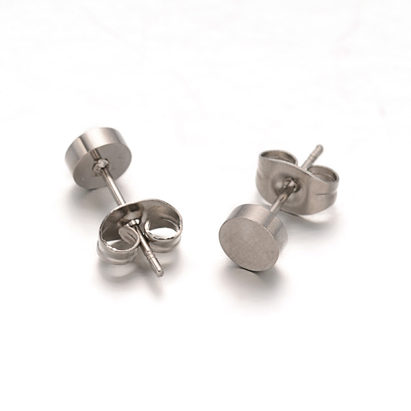 

PandaHall Flat Round 304 Stainless Steel Stud Earrings, Hypoallergenic Earrings, Stainless Steel Color, 5x2mm, Pin: 0.8mm 304 Stainless...