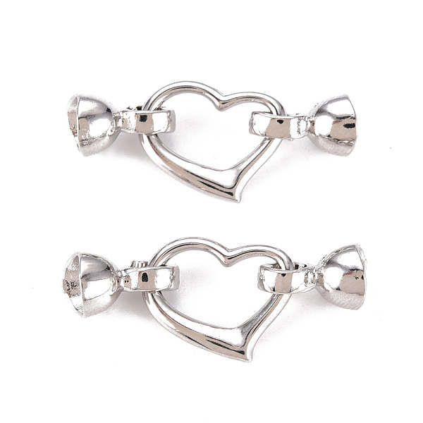 

PandaHall Brass Fold Over Clasps, Heart, Real Platinum Plated, 34.5mm, Heart: 14x18x2.5mm, Clasps: 12x8x7.5mm Brass