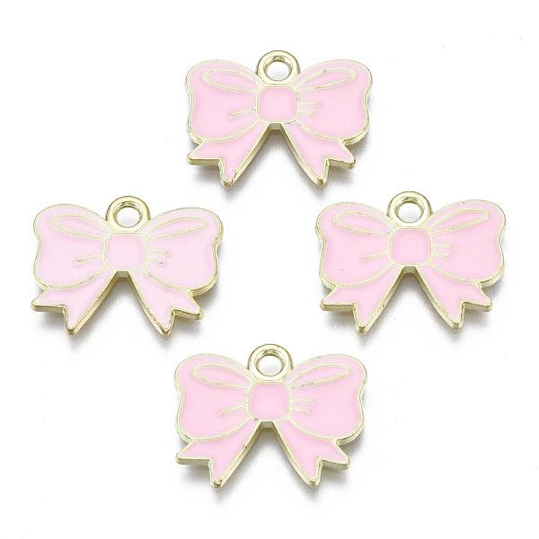 

PandaHall Alloy Enamel Pendants, Bowknot, Pink, 14.5x17x1mm, Hole: 2mm Alloy+Enamel Bowknot Pink