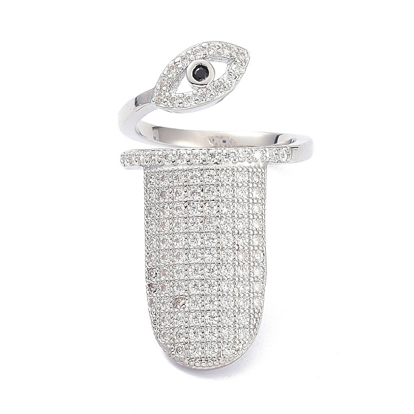 

PandaHall Brass Micro Pave Cubic Zirconia Fingernail Rings, Nail Cover Ring, Evil Eye, Real Platinum Plated, 2mm, Inner Diameter: 13mm Cubic..., Clear