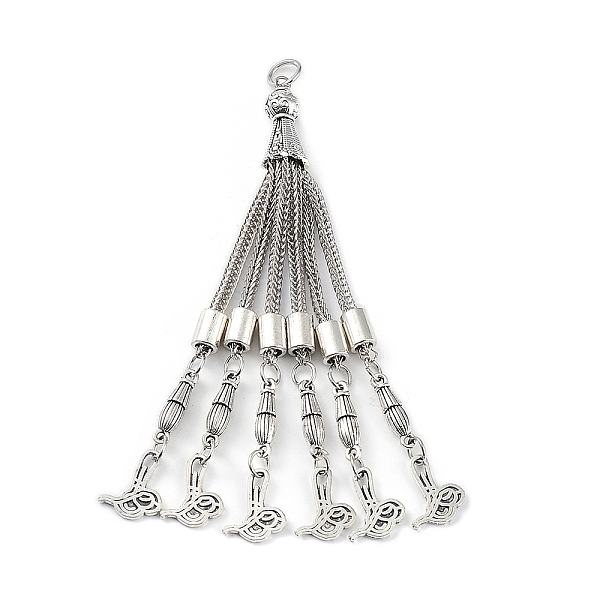 

PandaHall Tibetan Style Alloy Curb Chain Tassel Big Pendants, Cloud, Antique Silver, 99x8.5mm, Hole: 5mm Alloy
