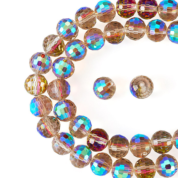 

PandaHall 2 Strands Electroplate Transparent Glass Bead Strands, AB Color Plated, Faceted, Round, Camellia, 10mm, Hole: 1.5mm, about..., Pink