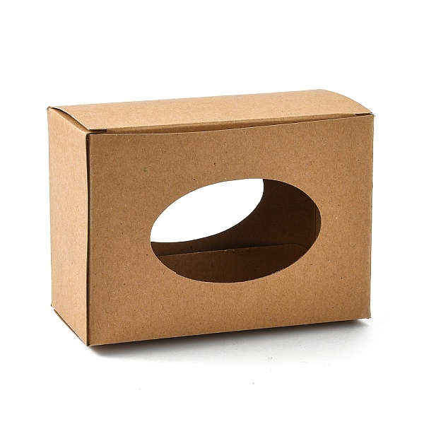 PandaHall Kraft Paper Box, with Window, No Plastic Covering, Rectangle, Tan, 7.3x9.9x4.7cm Paper Rectangle Orange