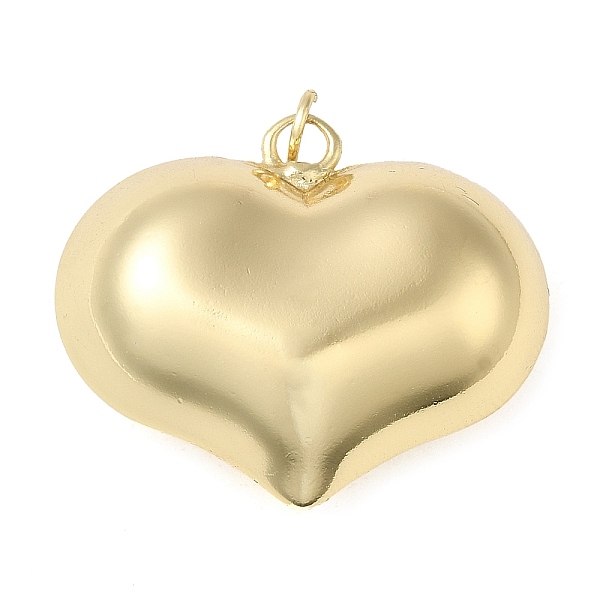 

PandaHall Rack Plating Brass Pendants, with Jump Ring, Puffed Heart Charm, Real 18K Gold Plated, 26x31x13mm, Hole: 3.5mm Brass Heart
