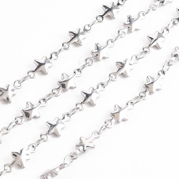 

PandaHall 201 Stainless Steel Star & Oval Link Chains, Soldered, Stainless Steel Color, 10x5x2mm, about 3.28 Feet(1m)/Strand 201 Stainless...