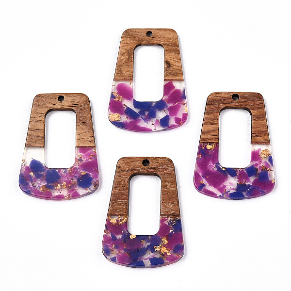 

PandaHall Transparent Resin & Walnut Wood Pendants, with Gold Foil, Trapezoid Charms, Dark Orchid, 37.5x27x3mm, Hole: 2mm Resin+Wood...