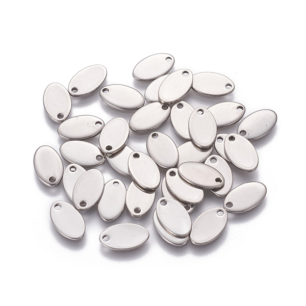 

PandaHall 304 Stainless Steel Charms, Stamping Blank Tag, Oval, Stainless Steel Color, 12.5x7.5x1mm, Hole: 1.5mm 304 Stainless Steel Oval