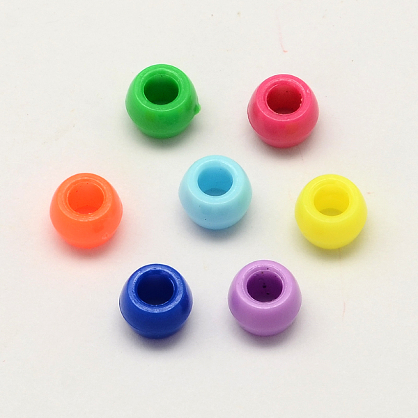 

PandaHall Opaque Acrylic European Beads, Large Hole Rondelle Beads, Mixed Color, 8~9x6mm, Hole: 4mm, about 2200pcs/500g Acrylic Rondelle..., Multicolor