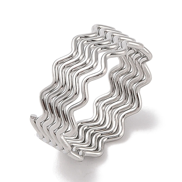 

PandaHall 304 Stainless Steel Wave Finger Rings for Women, Stainless Steel Color, 7.5mm, Inner Diameter: 17mm 304 Stainless Steel