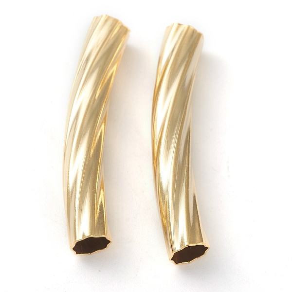 

PandaHall Brass Tube Beads, Long-Lasting Plated, Curved Beads, Twist Tube, Real 24K Gold Plated, 32x5mm, Hole: 4mm Brass Tube