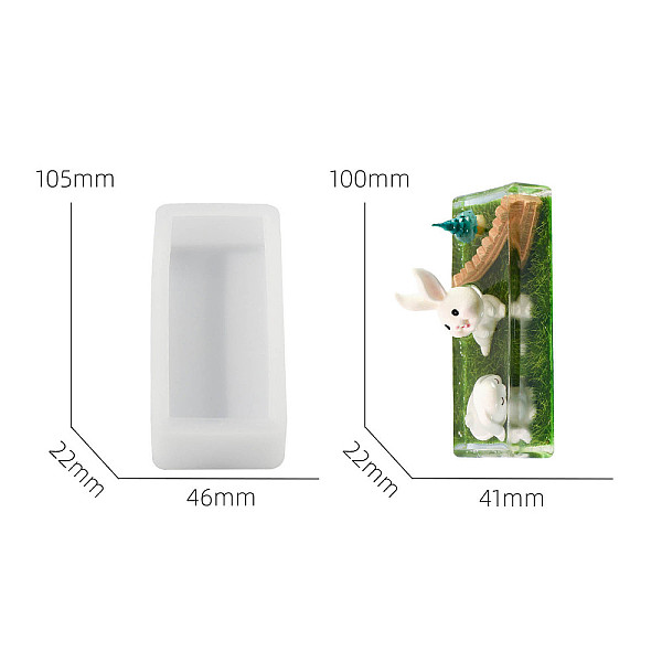 

PandaHall DIY Silicone Display Molds, Resin Casting Molds, Clay Craft Mold Tools, White, Rectangle, 106x46x22mm Silicone Rectangle White