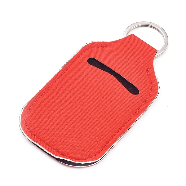 PandaHall Hand Sanitizer Keychain Holder, for Shampoo Lotion Soap Perfume and Liquids Travel Containers, Red, 121x61x5mm Iron Rectangle Red