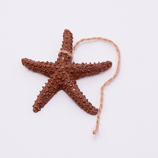 

PandaHall Mediterranean Style Resin Pendant Decorations, with Hemp Rope, Starfish, Saddle Brown, 19cm Resin Starfish