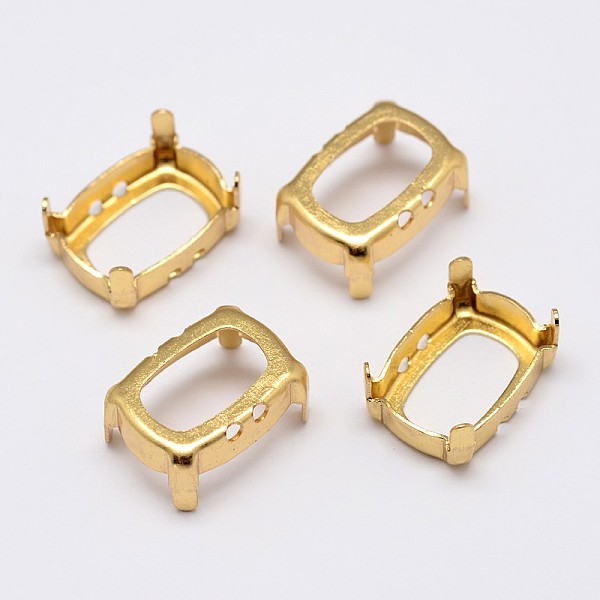 

PandaHall Rectangle Brass Sew on Prong Settings, Claw Settings for Pointed Back Rhinestone, Open Back Settings, Golden, 8x6x0.4mm, Fit for...