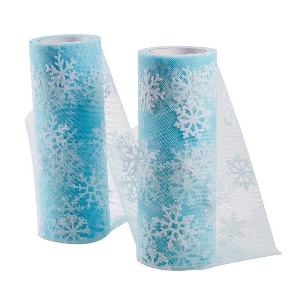 

PandaHall Snowflake Deco Mesh Ribbons, Tulle Fabric, Tulle Roll Spool Fabric For Skirt Making, Light Sky Blue, 6 inch(15cm), about...