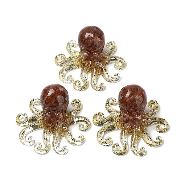 

PandaHall Octopus Resin Figurines, Reiki Gold Foil Natural Carnelian Chips Inside for Home Office Desk Decoration, 101x97x44mm Carnelian...