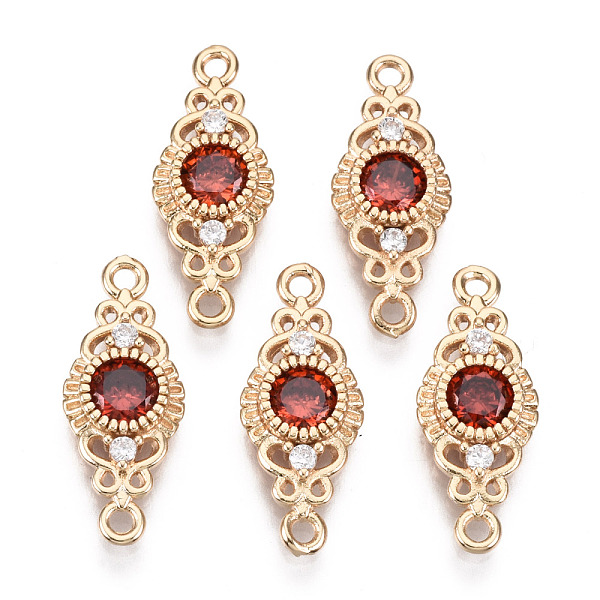 

PandaHall Brass Micro Pave Cubic Zirconia Links Connectors, with Glass, Horse Eye, Long-Lasting Plated, Light Gold, Red, 19.5x8x3mm, Hole...