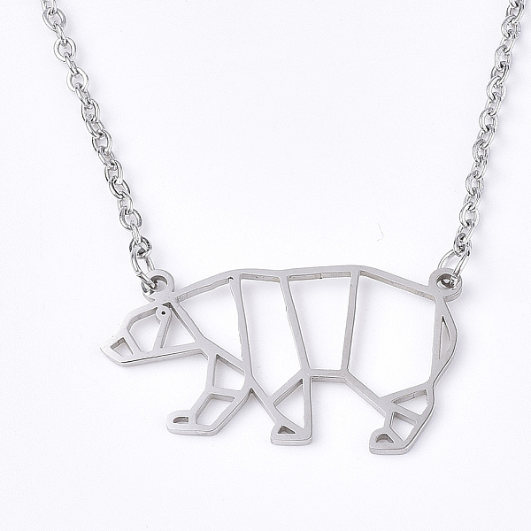 

PandaHall 201 Stainless Steel Pendant Necklaces, with Cable Chains, White Zuni Bear, Stainless Steel Color, 17.3 inch(44cm), 2mm, Zuni Bear...