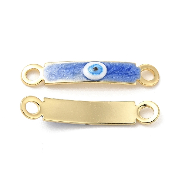 

PandaHall Brass Connector Charms, Curved Rectangle Links with Evil Eye Pattern, with Enamel, Real 18K Gold Plated, Long-Lasting Plated, Blue...