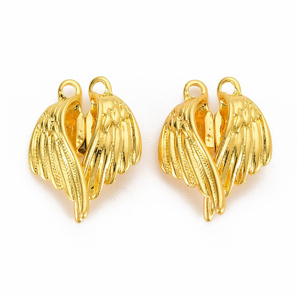 

PandaHall Alloy Magnetic Clasps with Loops, Rack Plating, Cadmium Free & Nickel Free & Lead Free, Wing, Golden, 26x19x6.5mm, Hole: 1.8mm...