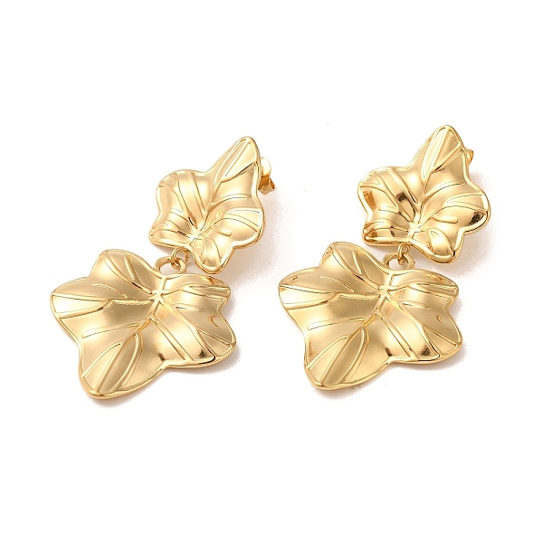 

PandaHall Leaf 304 Stainless Steel Stud Earrings, Dangle Earrings for Women, Golden, 52.5x31mm 304 Stainless Steel Leaf