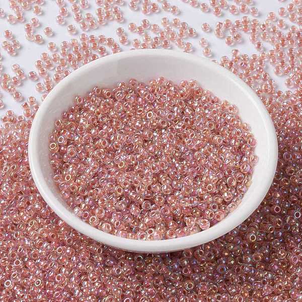 

PandaHall MIYUKI Round Rocailles Beads, Japanese Seed Beads, 8/0, (RR275) Dark Peach Lined Crystal AB, 8/0, 3mm, Hole: 1mm, about..., Orange