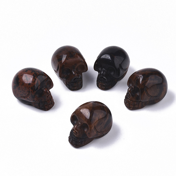 

PandaHall Halloween Natural Mahogany Obsidian Beads, No Hole/Undrilled, Skull, 18~20x16.5~18x24~25mm Mahogany Obsidian Skull
