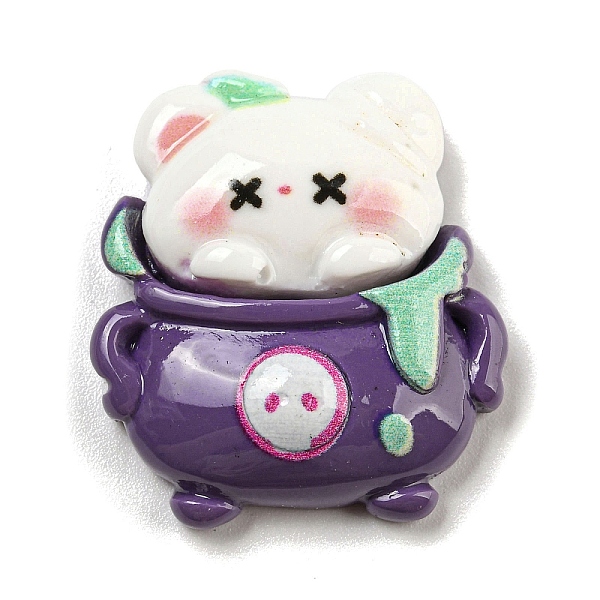 

PandaHall Halloween Theme Opaque Resin Decoden Cabochons, Caldron with Bear, 32x29x17.5mm Resin Others